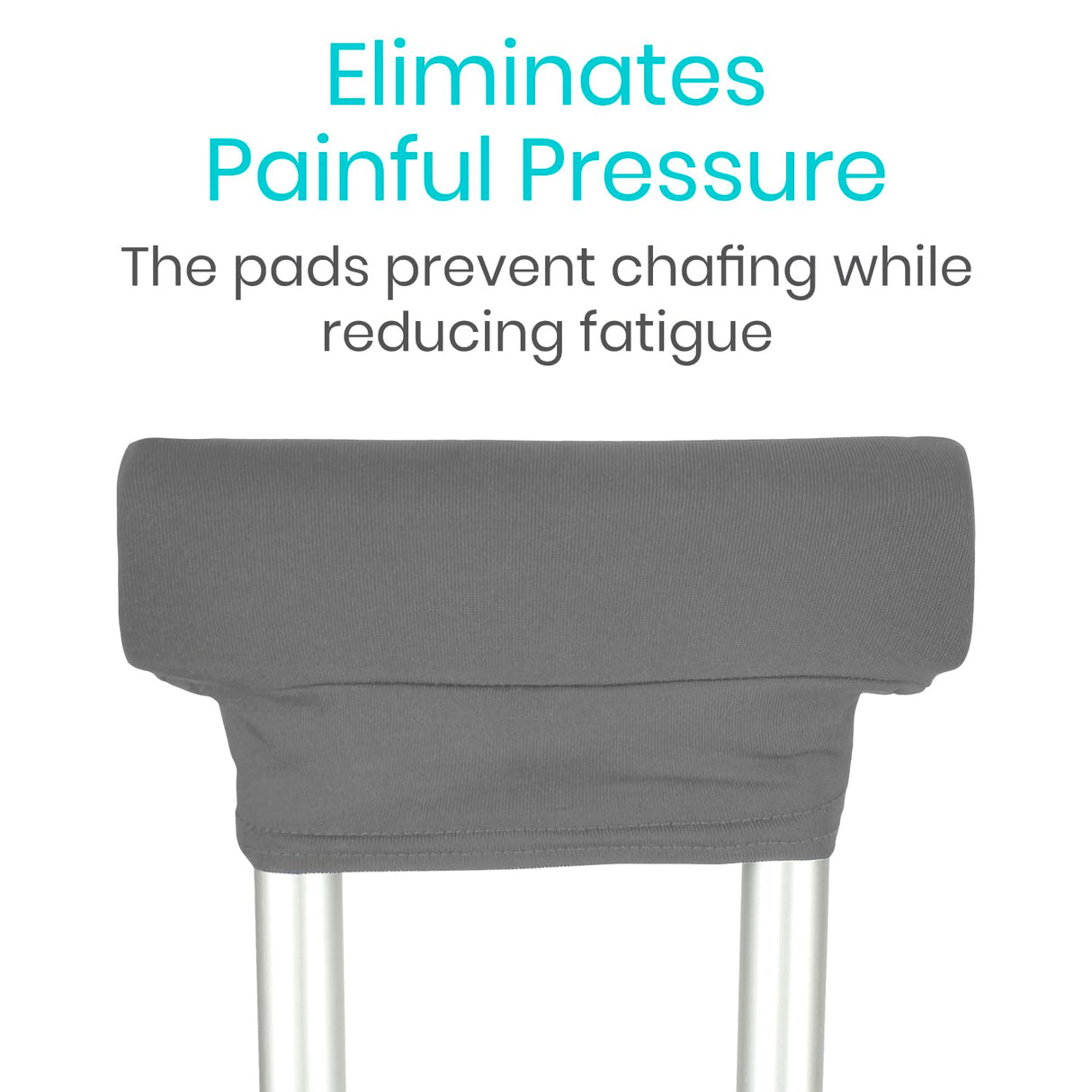 Vive Crutch Pads & Hand Grips - Padding for Walking Arm Crutches - Universal Underarm Padded Forearm Handle Pillow Covers for Hand Grips - Soft Foam Armpit Accessories for Adults, Kids (Gray)