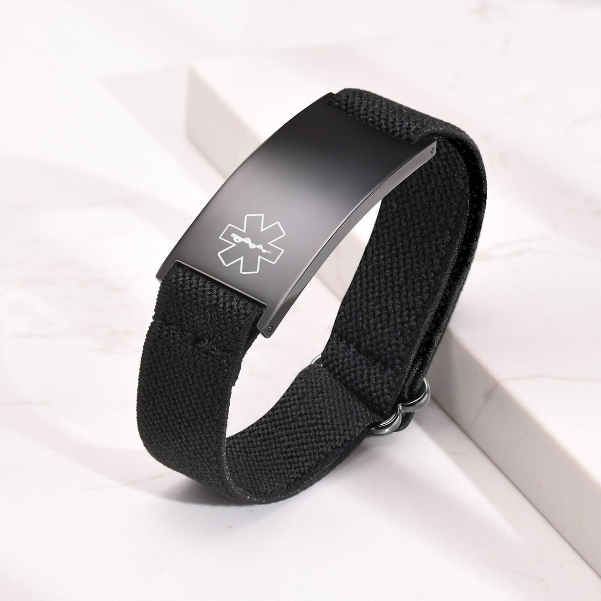 Personalized Medical Alert Bracelet for Men - Customized Elastic Strap Stainless Steel Bracelets Engraved Medic Info, Emergency Awareness Medic ID Bracelet for Allergy Diabetic Asthma Epilepsy