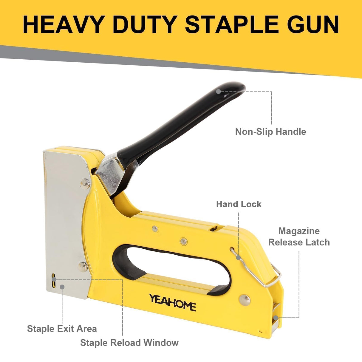 YEAHOME T50 Heavy Duty Staple Gun Kit, Upholstery Staple Gun with 6000 T50 Staples of 1/4, 3/8, 1/2 Inch, Manual Stapler Gun for Wood, Crafts, Wall, DIY & Professional Use