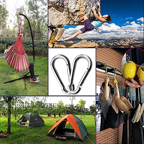 30Pack Heavy Duty Spring Snap Hooks 4Inch, 3/8” Carabiner Clips for Swing, Large Steel Chain Quick Links Safety Buckle Connector for Hammock Fitness Gym Outdoor Boating, M10 Snap Hook Carabiners
