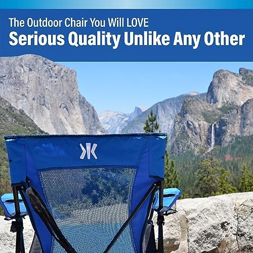 Kijaro Dual Lock Folding Camp Chair - Versatile Sports Chair With Locks Position for Outdoors - Cayman Blue Iguana