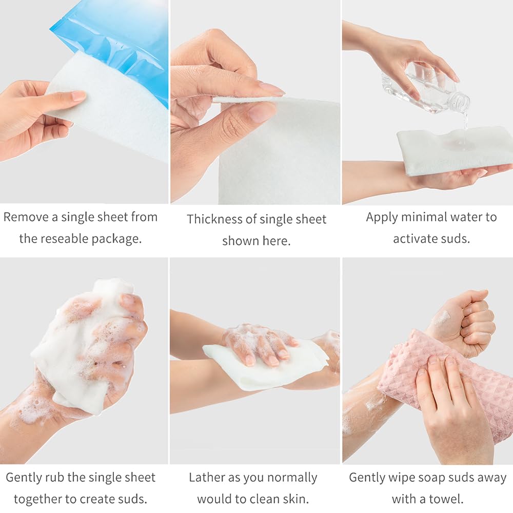 HYGIENJOY-21% Larger,No Rinse Bathing Wipes for Adults-Rinse Free Bath Sponges,Soap Infused,Extra Thick and Dry Shower Wipes for Elderly,For Camping,Hiking,Post Surgery Must Haves, (75 counts)