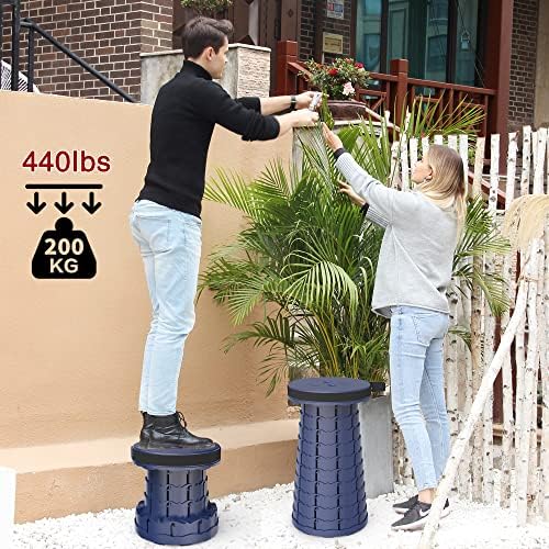ALEVMOOM Portable Telescoping Stool Collapsible Stool with Cushion & Bag, Retractable Folding Stool for Adults Foldable Seat Sturdy Capacity 440 lbs for Camping Fishing Hiking BBQ