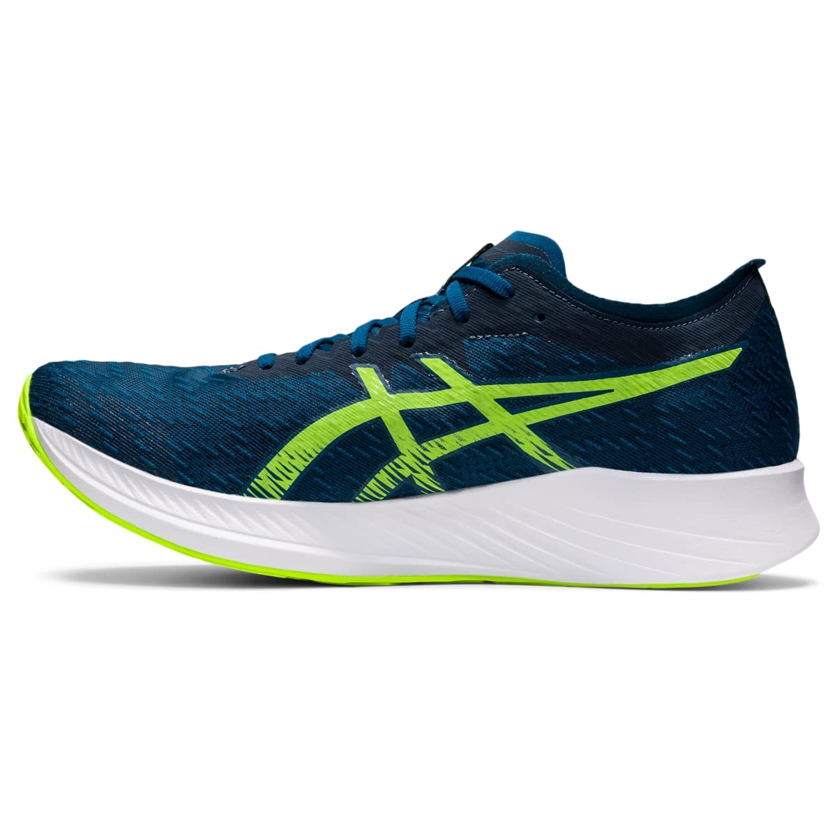 ASICS Men's Magic Speed Running Shoes, 12, MAKO Blue/Hazard Green