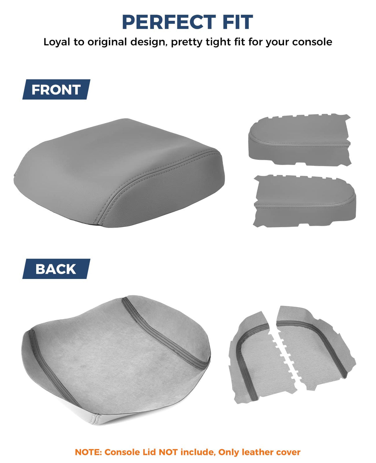 ISSYAUTO Center Console Cover and Front Door Panel Armrest Cover Kit Compatible with 2009-2015 Pilot, Gray Armrest Replacement. Must-Have Christmas Thanksgiving Gifts for Men Women.