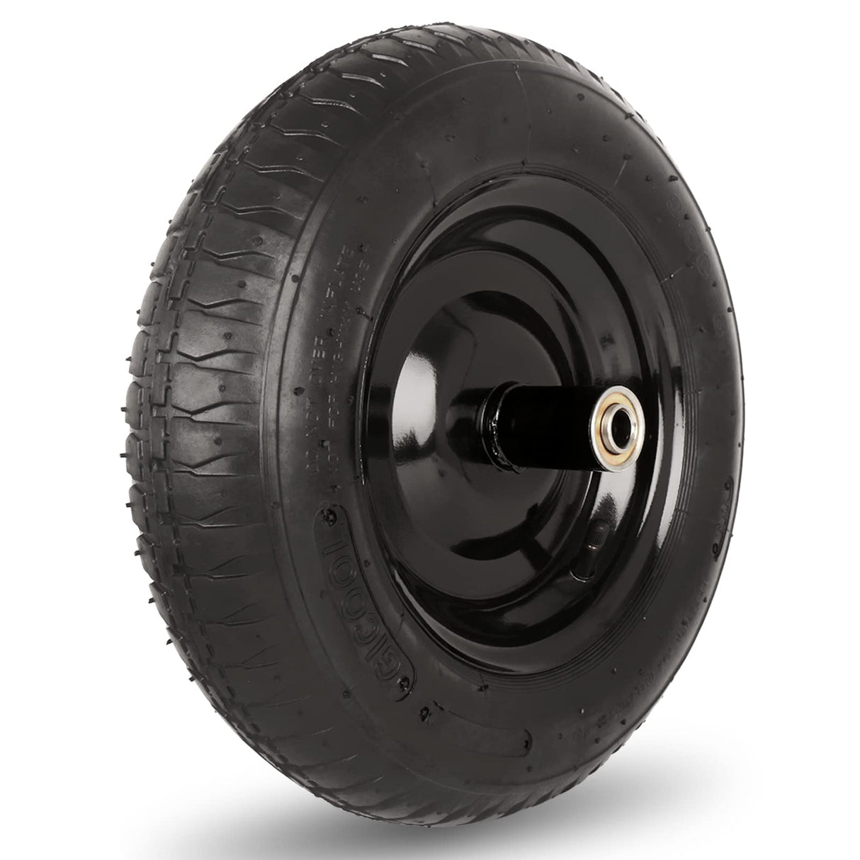 GICOOL 14.5" Wheelbarrow Tire, 3.50-8” Pneumatic Tire, Universal Wheelbarrow Wheel for 4.80/4.00-8”, 4.00-6”, and 2.50-8”, with 6" Centered Hub, 5/8" Axle Bore Hole, Sealed Bearings