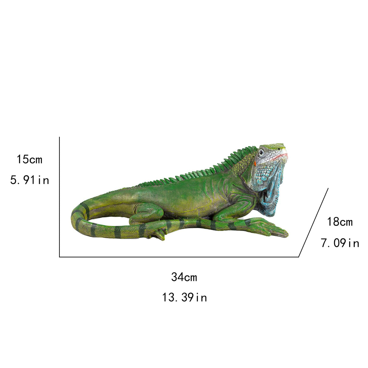 SHAODIE Outdoor Resin Iguana Statue, 13.39 x 7.09 x 5.91 inches, Green Decorative Garden Sculpture Outdoor Lizard Sculpture Tropical Lizard Yard Art
