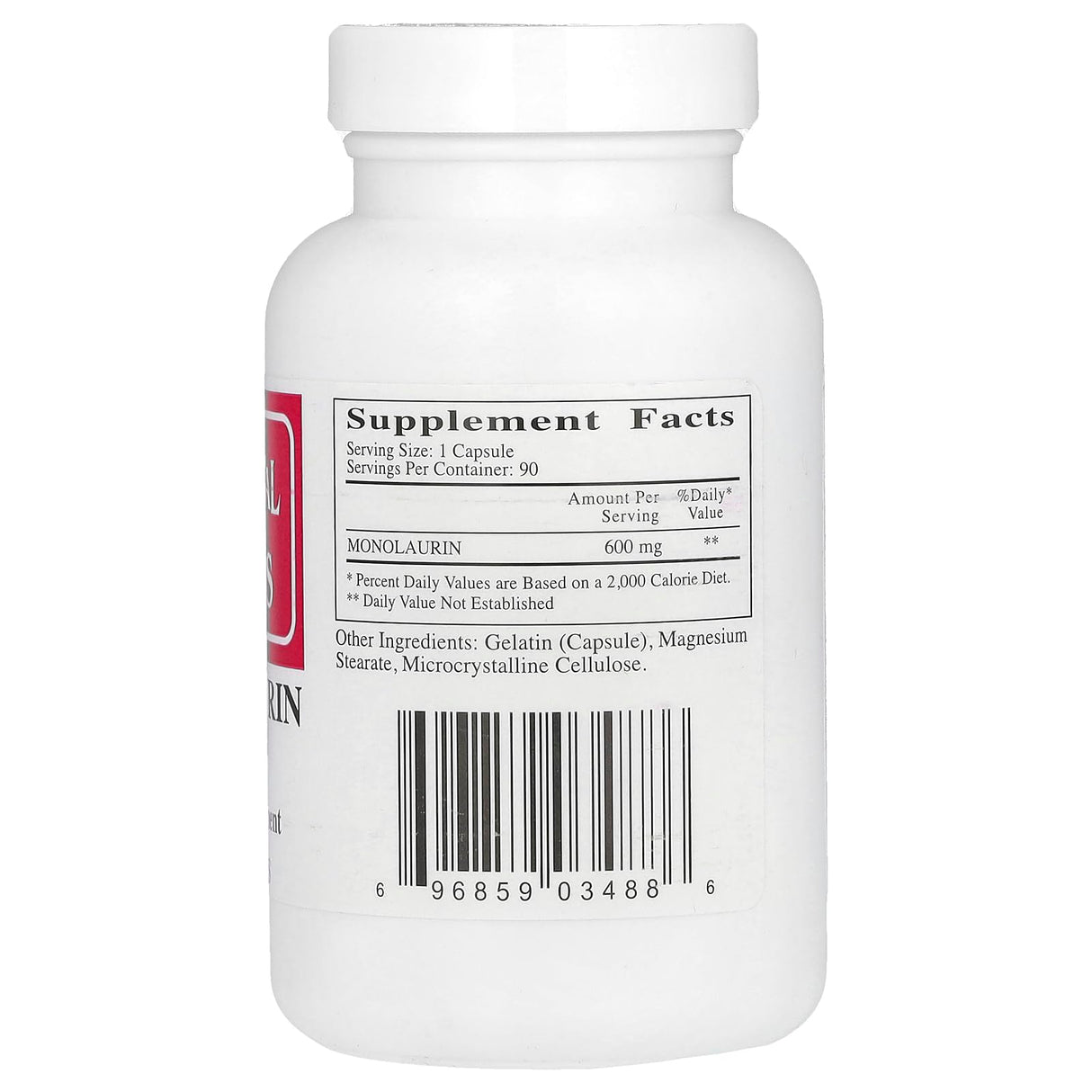 Ecological Formulas Monolaurin 600 mg, Creamy White,Capsule, 90 Count (MONOL-600-90)