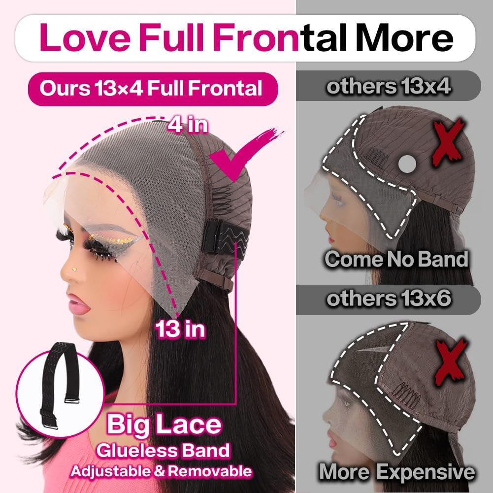 HUIWANYAN Lace Front Wigs Human Hair 13x4 HD Lace Front Wig Glueless Wigs Human Hair Pre Plucked Short Straight Bob Lace Front Wigs Human Hair For Black Women Nature Hairline 180% Density 12 Inch