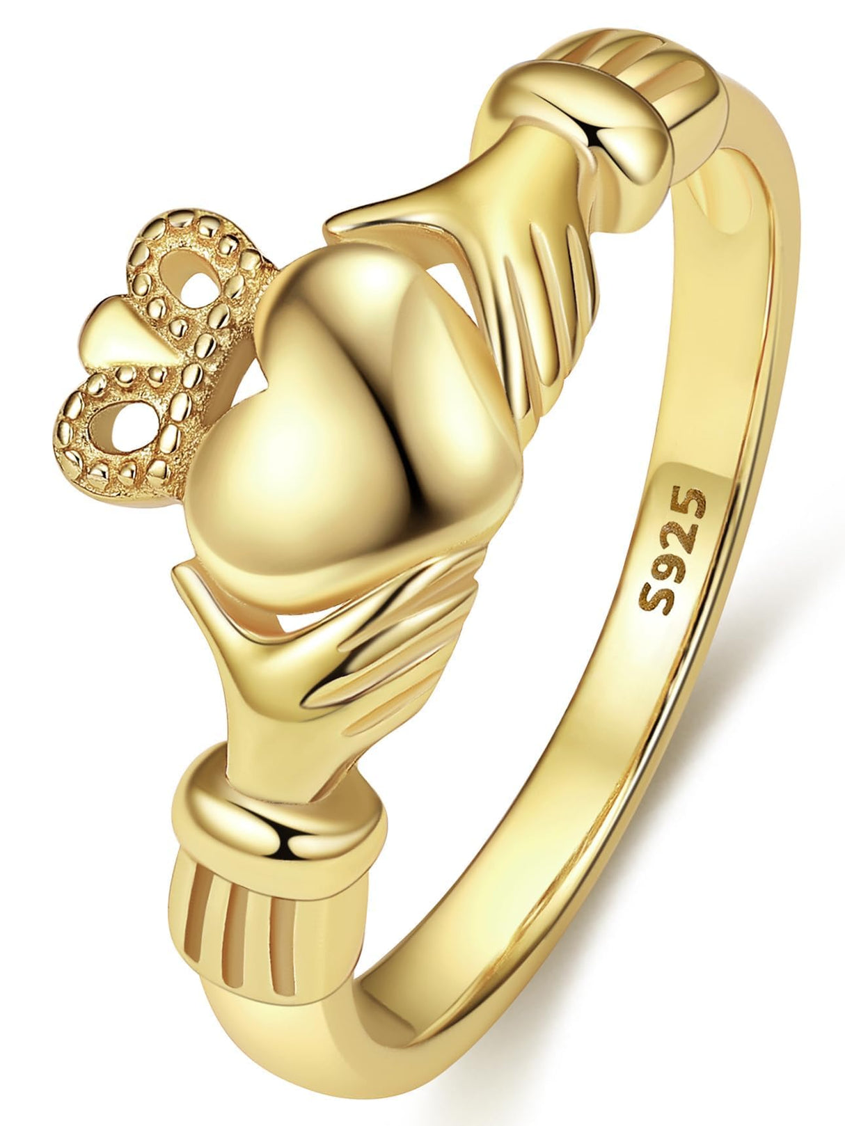 Bestyle Gold Claddagh Rings for Women Hypoallergenic Sterling Silver Women Gold Rings, Irish Infinity Love Ring Promise Ring for Her, Dainty Silver Gold Rings for Women
