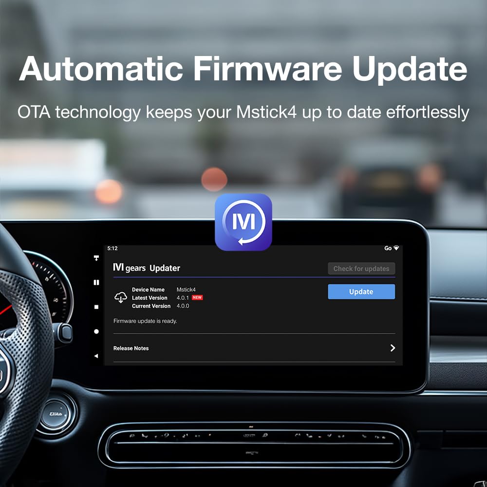 Mstick4 AI Box for Car, Android Auto Wireless Adapter, YouTube Netflix Disney+ Car Stream Device, Google Play Store App, Android 13, Helio G99, Samsung 6GB+128GB, Mstick, Turn Car Display into Tablet