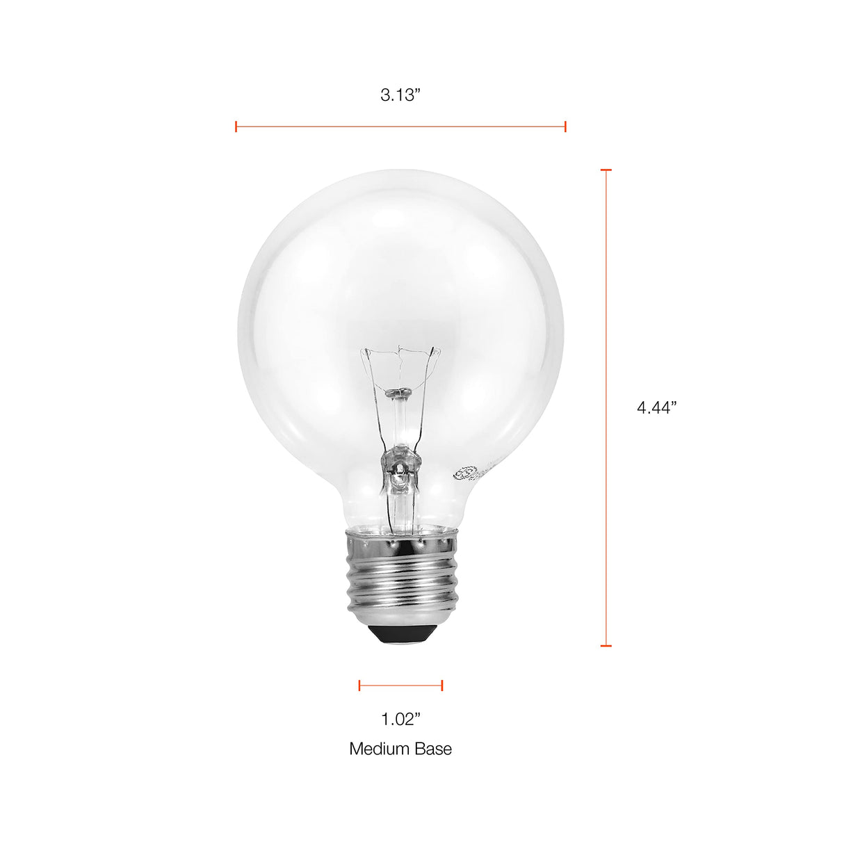 Sylvania 40 Watt Vanity Light Bulbs 6 Pack - Incandescent E26 Medium Base Globe Bulbs for Bathroom, Dimmable G25 Type G Round Vanity Bulbs 40W, 130V Clear Warm White