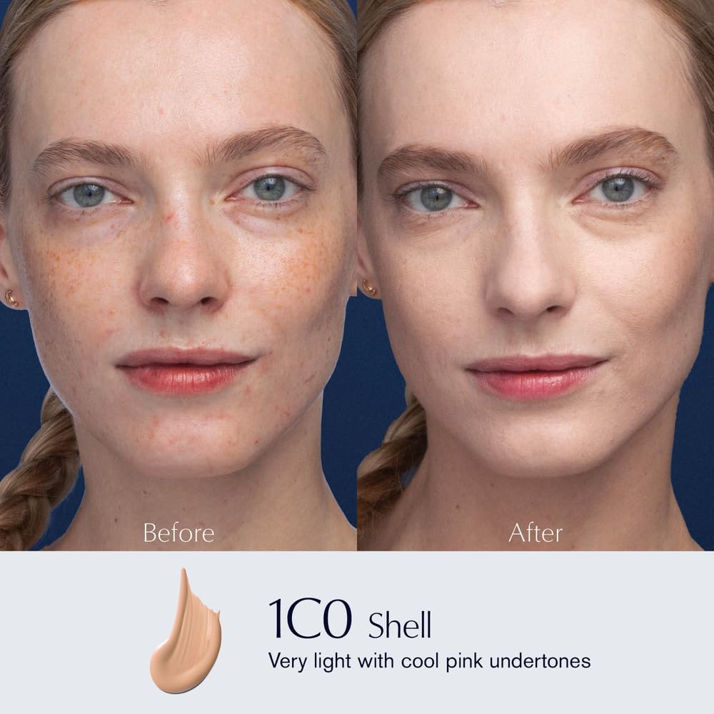 Estée Lauder Double Wear Stay-in-Place 24-Hour Long-Wear Matte Foundation Makeup, 1 Fl Oz, 1C0 Shell