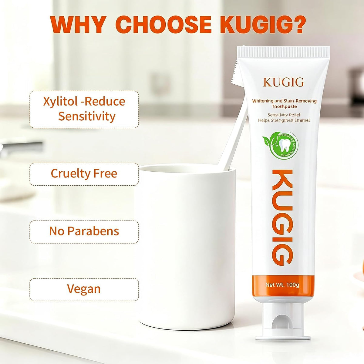 KUGIG Toothpaste with hydroxyapatite, Gentle Enamel Care, Helps Support Gum Care & Plaque Control, Strengthens Enamel, Fresh Breath for Daily Use 3.5 Fl Oz (One Pack)