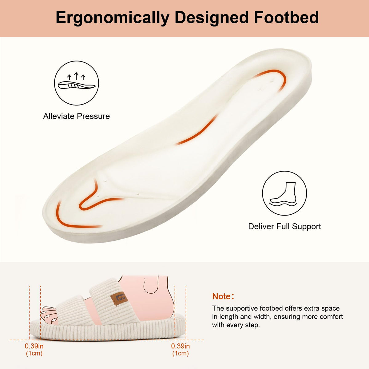 LongBay Slippers for Women Memory Foam Open Toe Slide Indoor House Shoes Slip On Bedroom Comfy Gift Beige, 7-8