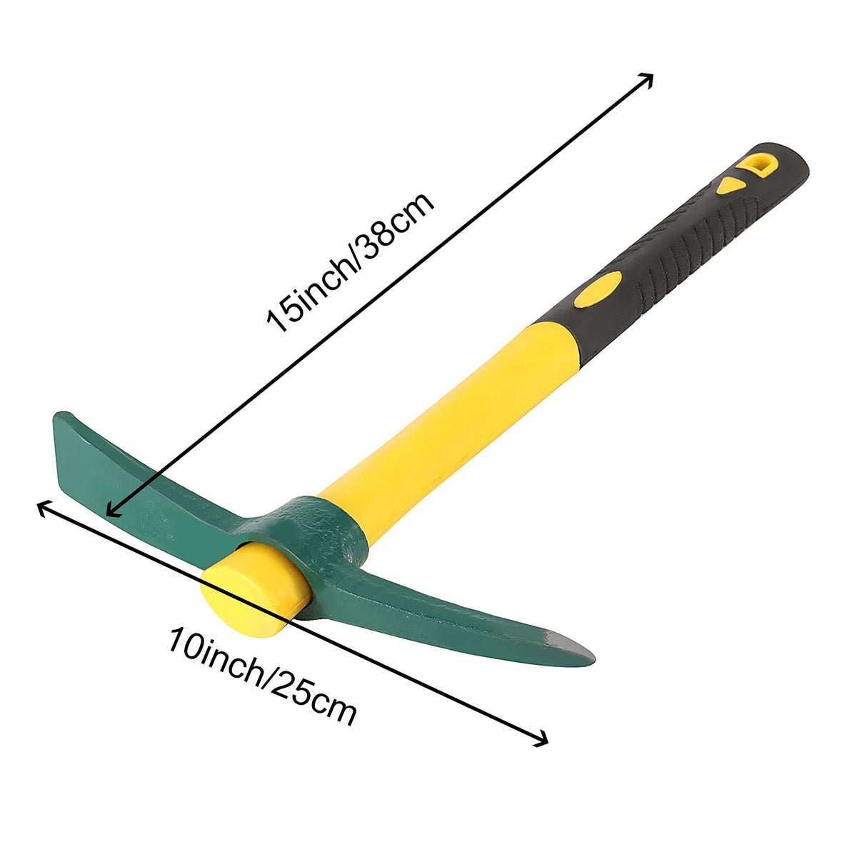 ZOENHOU 2 PCS 15 x 10 Inch Garden Pick, Heavy Duty Cutter Mattock Hoe with Fiberglass Handle, Pick Axes for Digging Stumpy Flower Beds