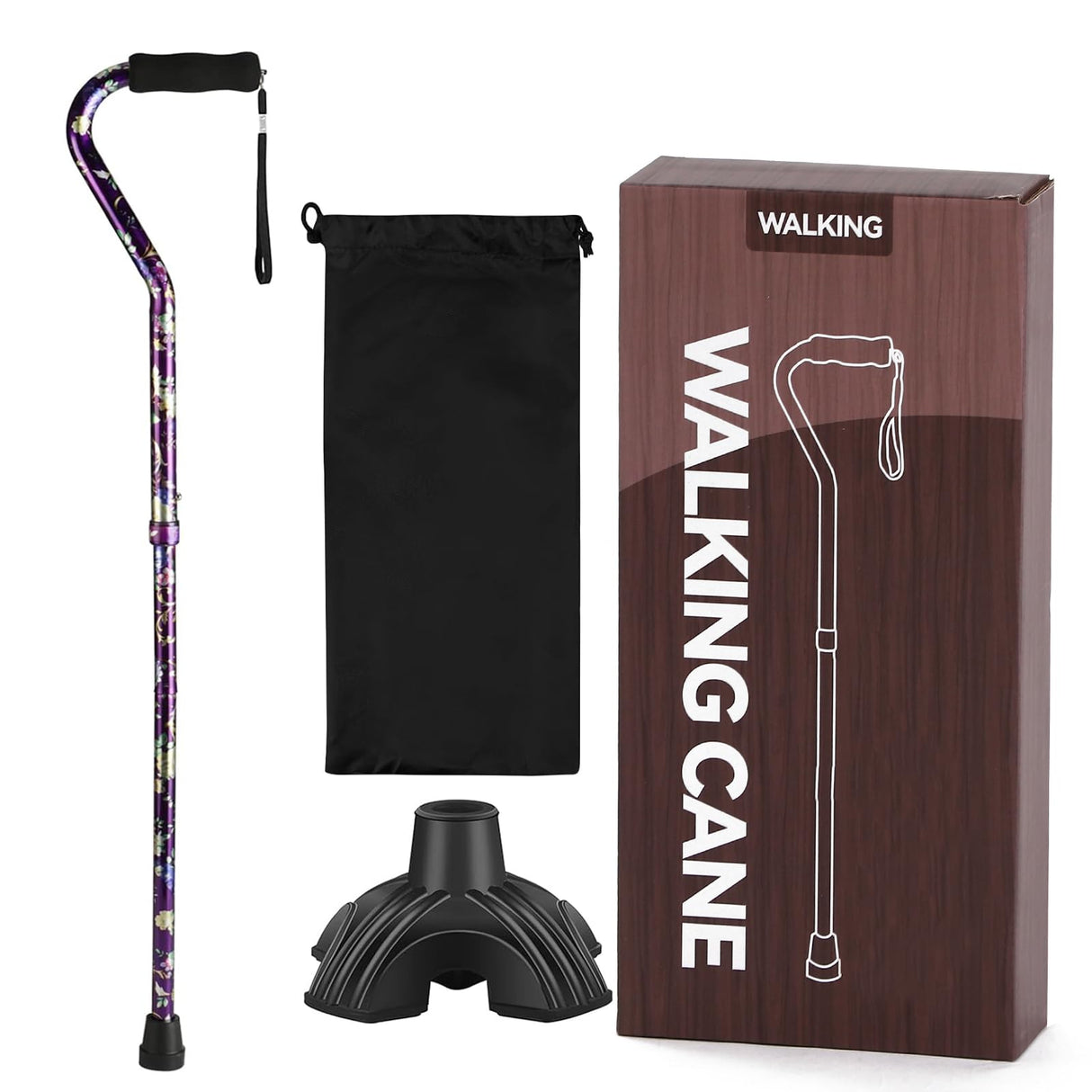 YOKABOZE Canes for Women, Folding Cane Lightweight with Offset Handle, Adjustable Walker Stick for Seniors Mobility Balance Crutch for Men for Stability