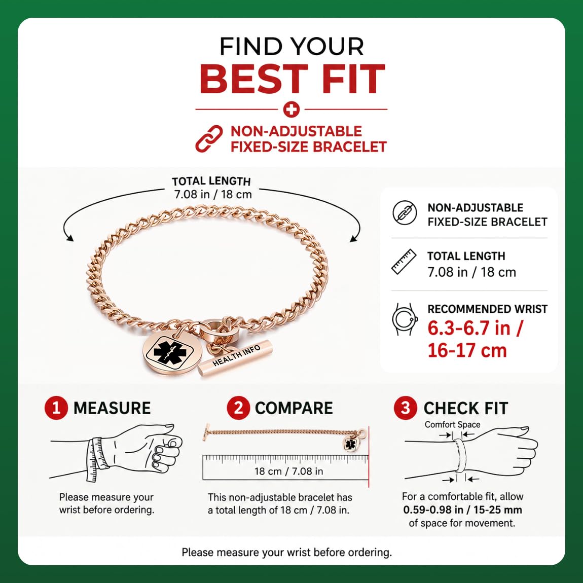 Upgraded QR Code Medical ID Bracelets for Women Medical Alert Bracelet