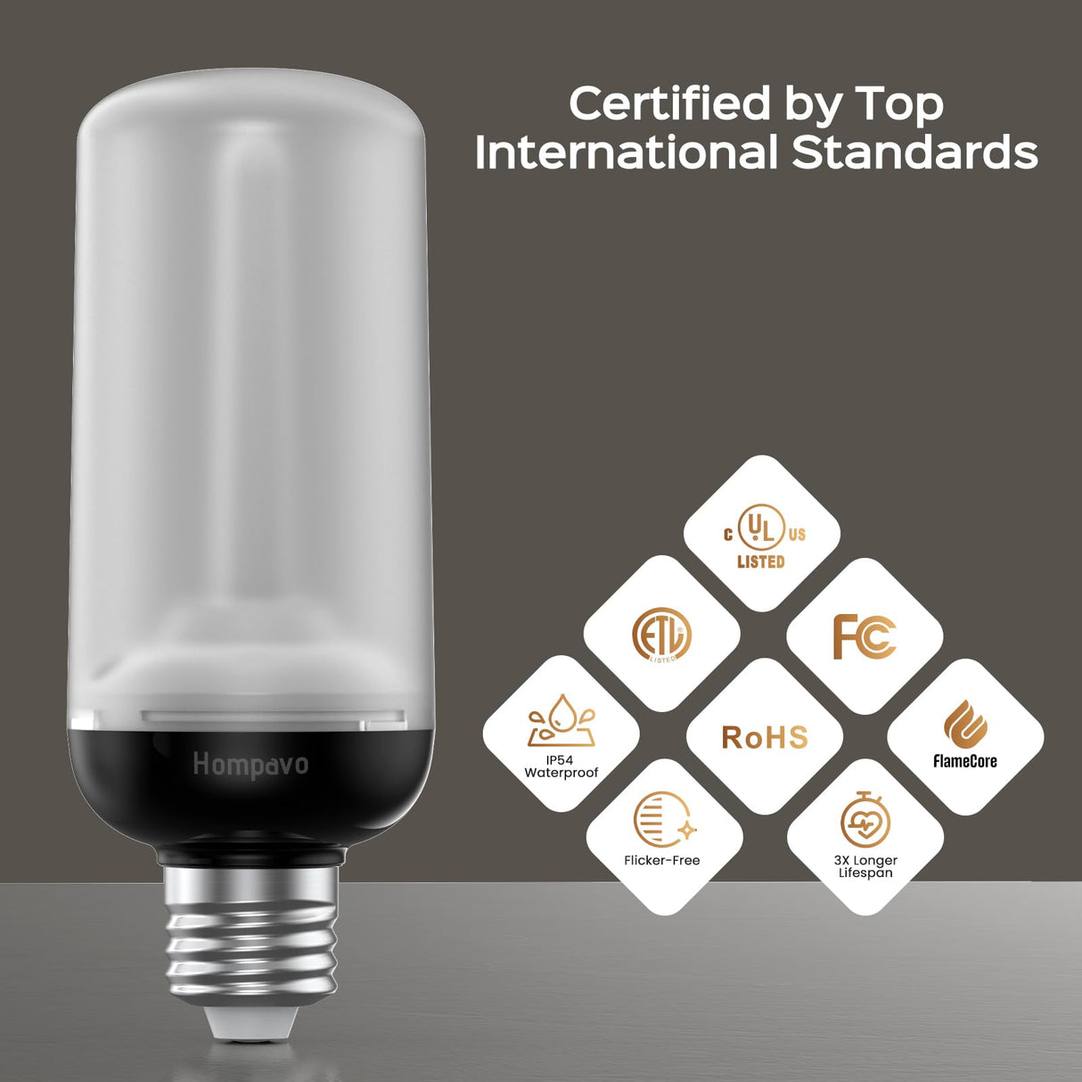 Hompavo Gen2 LED Flame Light Bulbs, Like Real Fire 4-Mode Flickering Light Bulbs with Upside Down Effect, E26 Flame Bulb for Halloween Christmas Party Patio Porch Home Indoor & Outdoor Decorations, 2