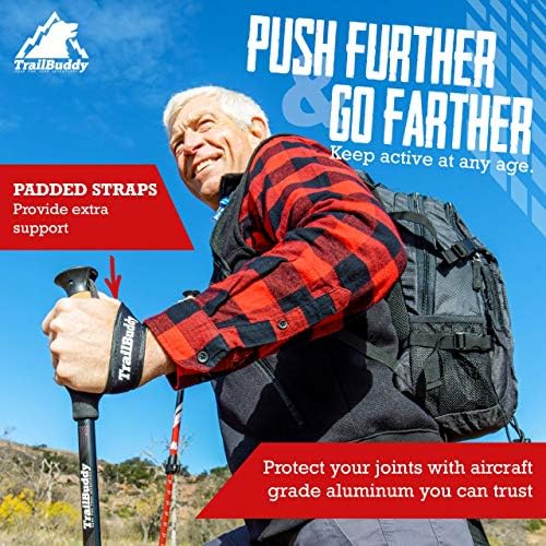 TrailBuddy Trekking Poles - Lightweight, Collapsible Hiking Poles for Snowshoe & Backpacking Gear - Pair of 2 Walking Sticks for Hiking, 7075 Aluminum with Cork Grip
