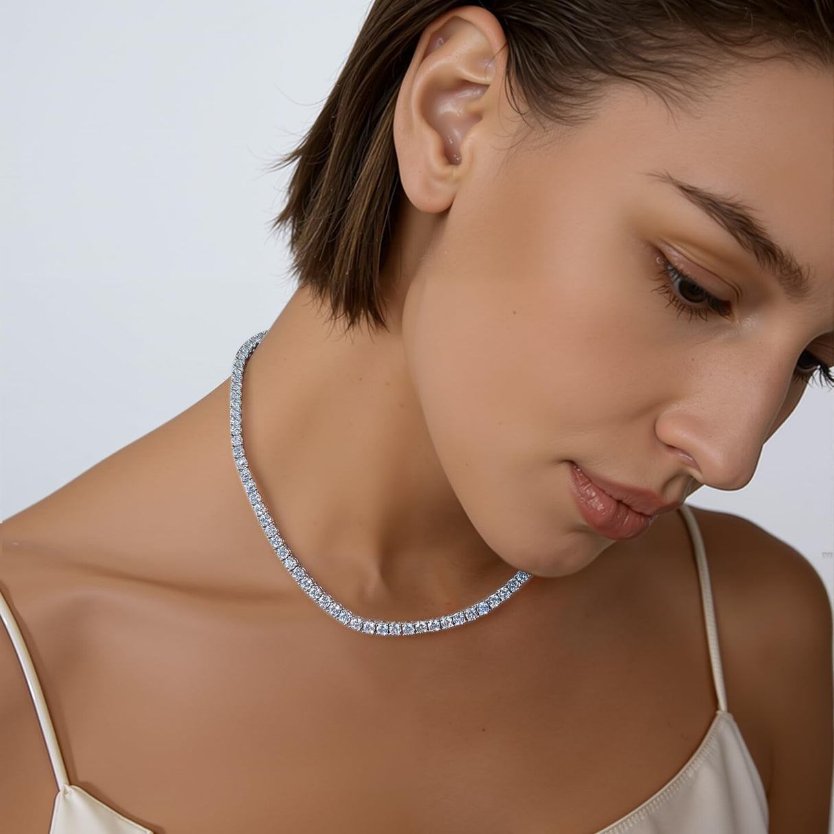 Gemsme 4.0mm Cubic Zirconia Tennis Necklaces for Women and Men |White18inch
