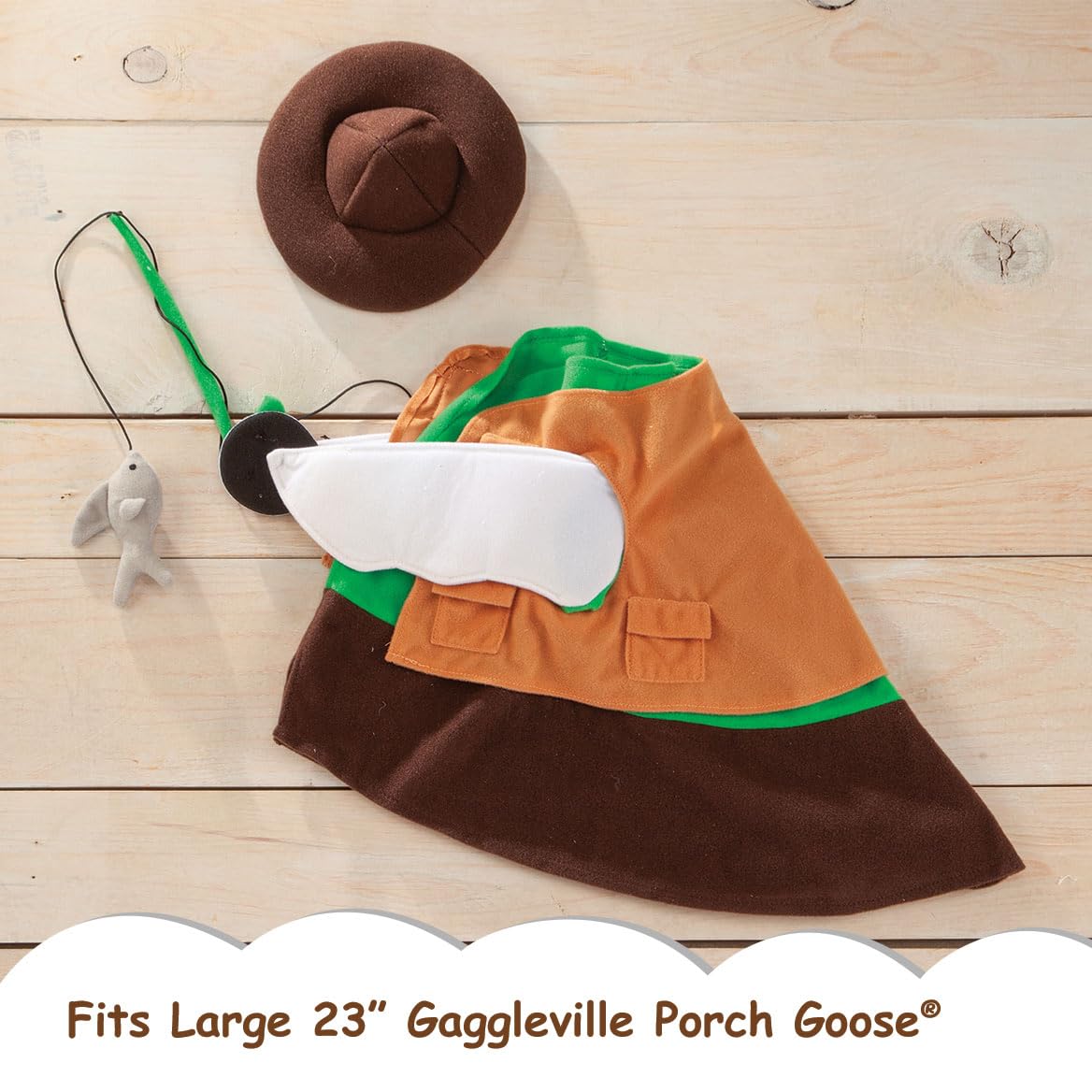 Gaggleville Fishing Goose Outfit, Fits Large 23" H Statue by Miles Kimball