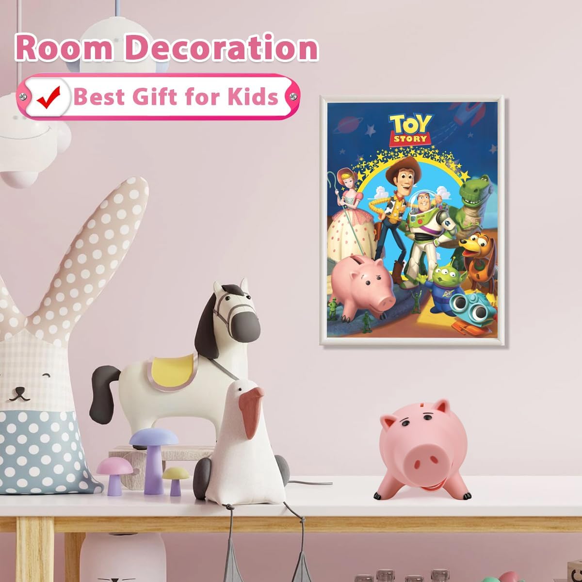 PHOCAS Hamm Piggy Bank Unbreakable Cute Pink Pig Money Bank Plastic Saving Coin Bank for Kids Christmas Birthday Gift