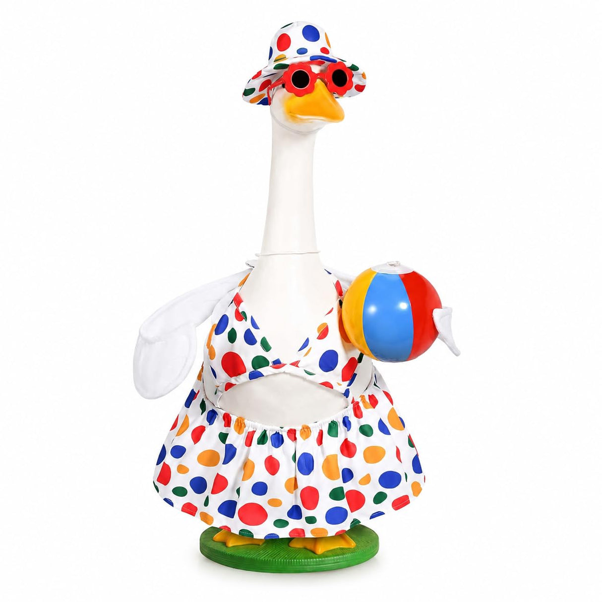 Summer Porch Goose Outfits Bikini Goose Outfits Fits 23 Inch Cement or Plastic Goose Statue Beach Swimsuit Lawn Geese Clothes with Hat and Sunglasses for Outdoor Summer Garden Patio Yard Decor