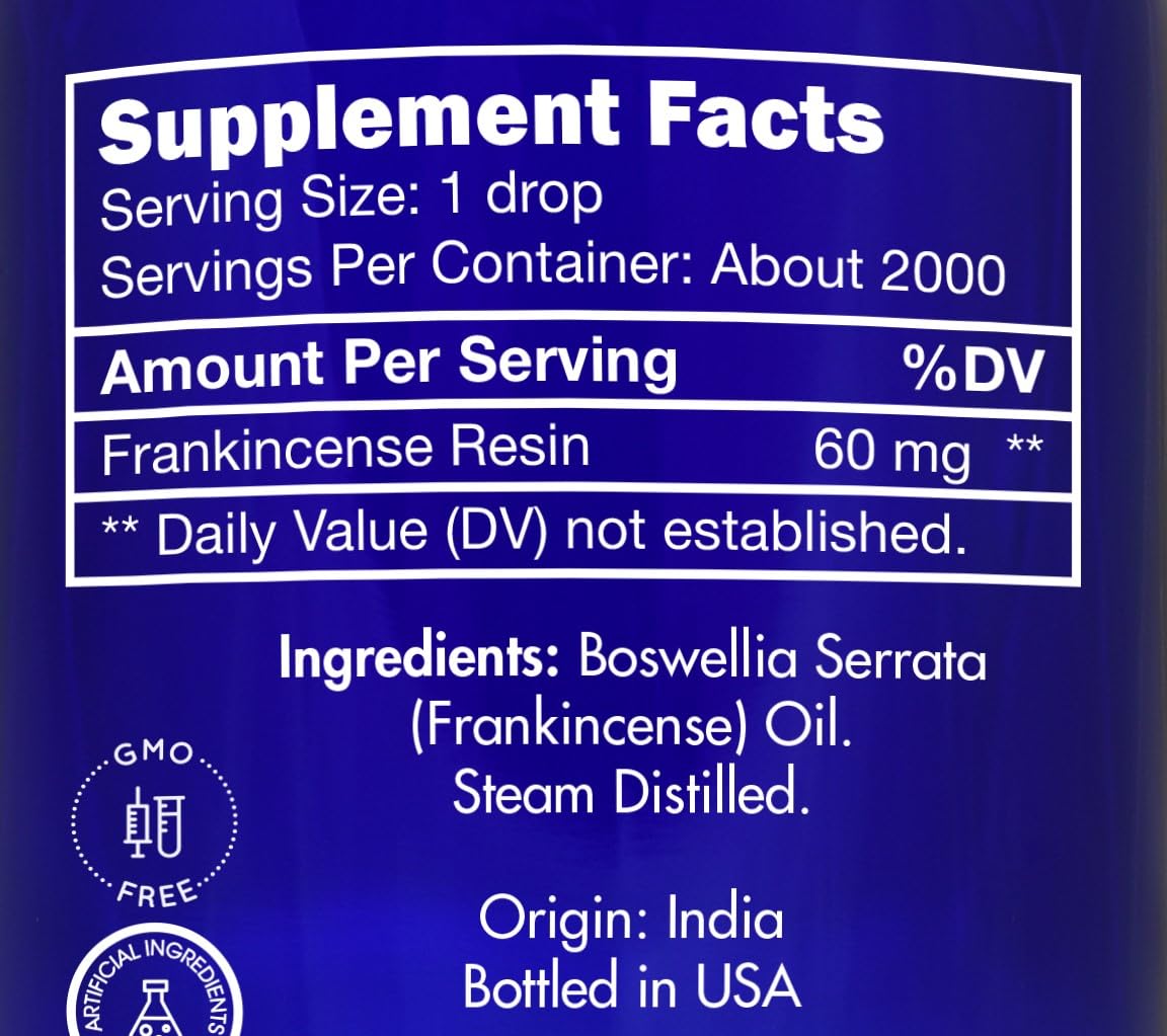 Frankincense Essential Oil, Food Grade, for Face – 100% Pure, Frankincense, Resin, Oil, Boswellia Serrata, Edible, by Zongle Therapeutics, 4 OZ