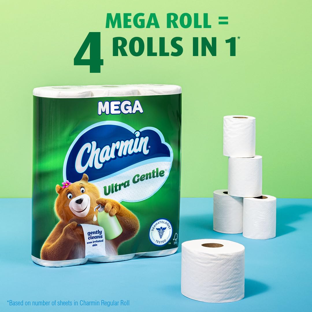 Charmin Ultra Gentle Toilet Paper, 6 Count (Pack of 4), Total 24 Mega Rolls = 96 Regular Rolls