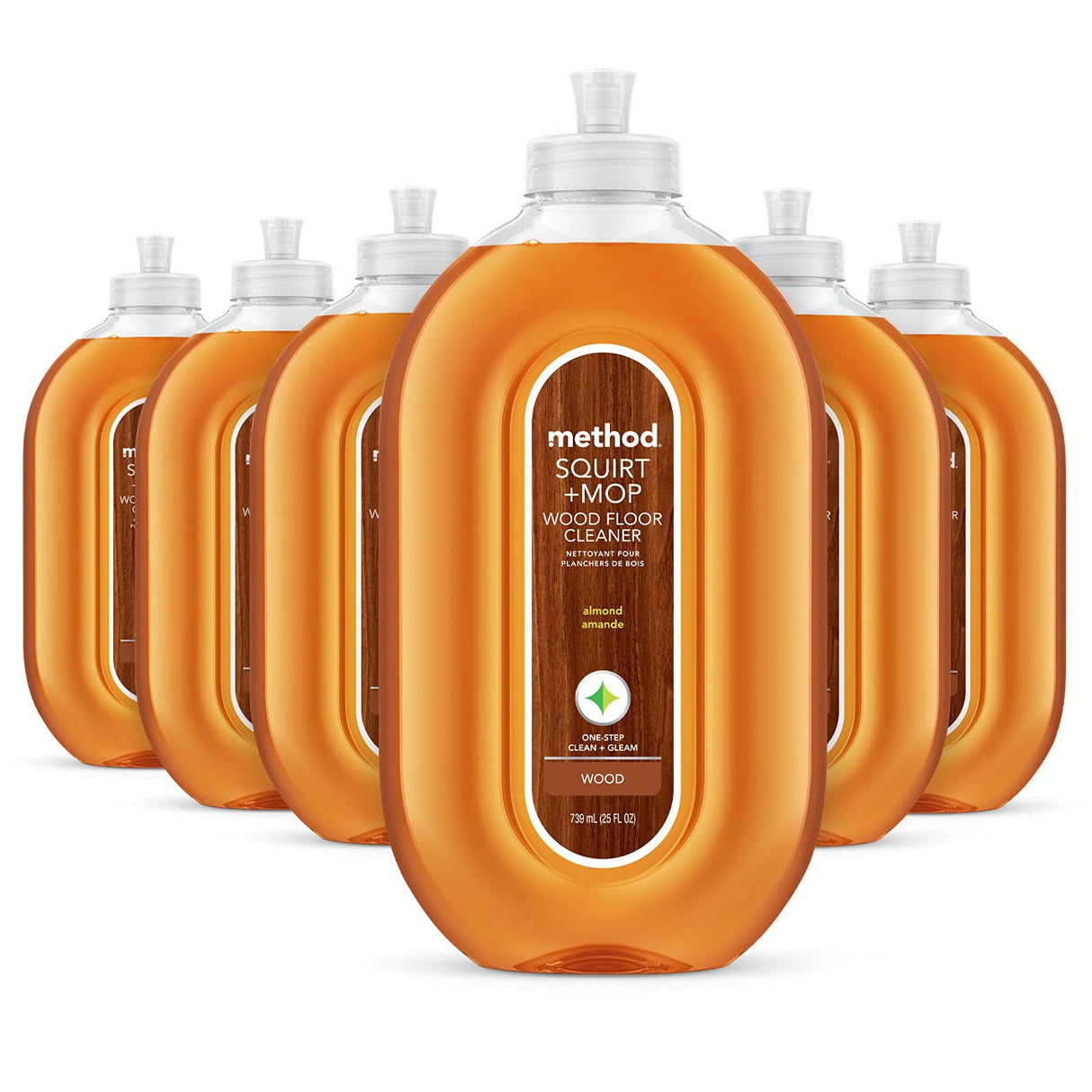 Method Hardwood Floor Cleaner, Squirt + Mop Design, Use as Laminate or Sealed Wood Floor Cleaner, Almond Scent, 25 Fl Oz, 6 Pack, Packaging May Vary