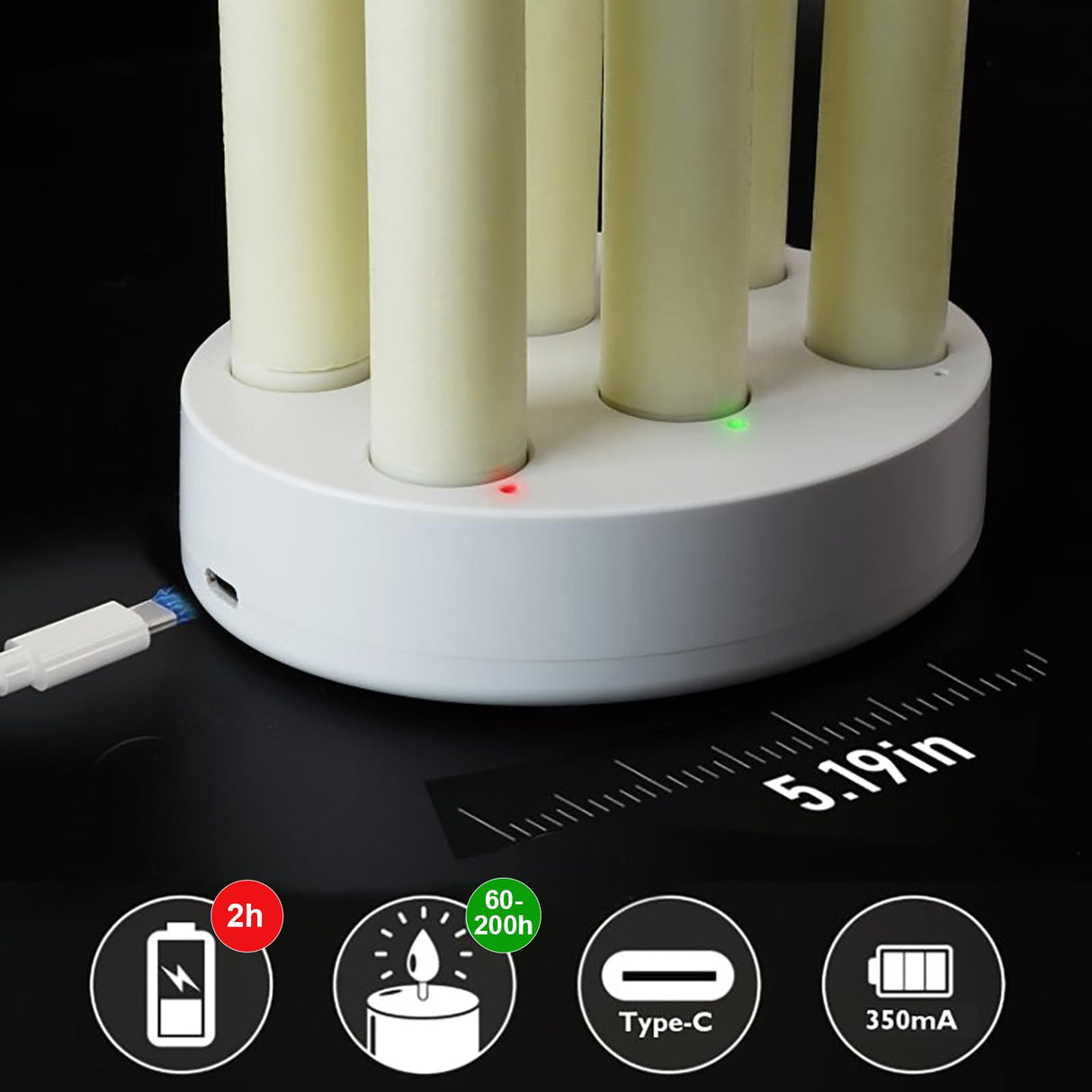 Homemory Rechargeable Flameless Taper Candles, Real Waxy LED Candlesticks Flickering, Battery Operated Candles with Remote Timer, 9.6 Inches for Home Wedding Christmas Decor, 6 Pcs, Ivory