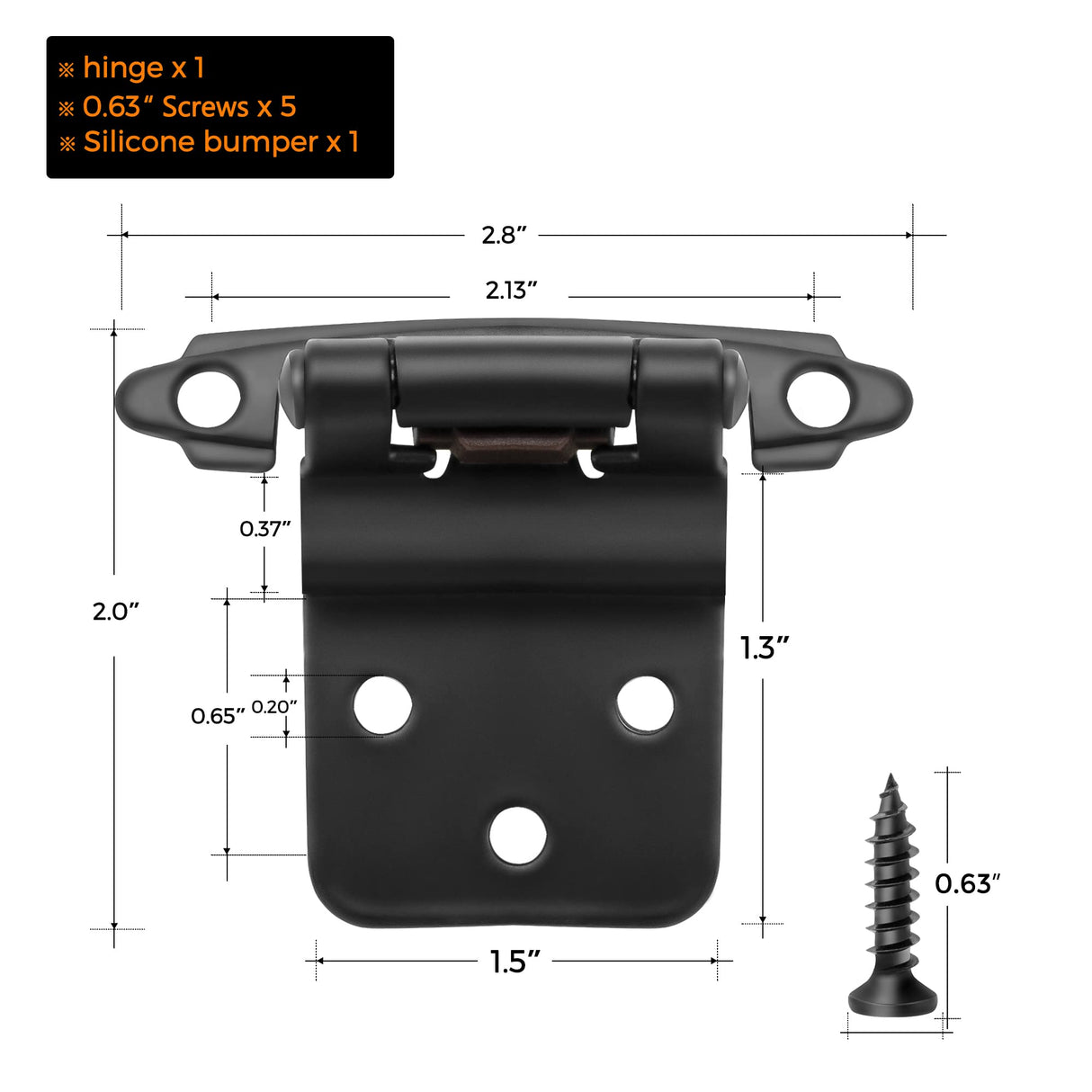 Ravinte 60 Packs (30 Pairs) 3/8" Inset Matte Black Cabinet Hinge, Self Closing Hinges for Kitchen/Bathroom/Furniture Cabinets & Doors. Decorative Hardware with Door Bumper.