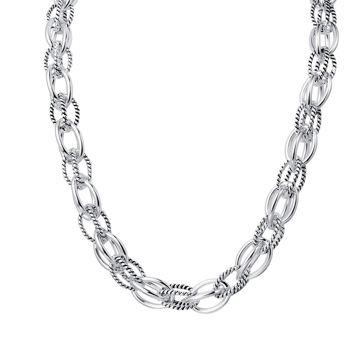 UNY JEWEL Twisted Cable Wire Link Chain Bracelet Two Tone Designer Brand Inspired Women Jewelry Valentine Christmas Gift (2 Tone)