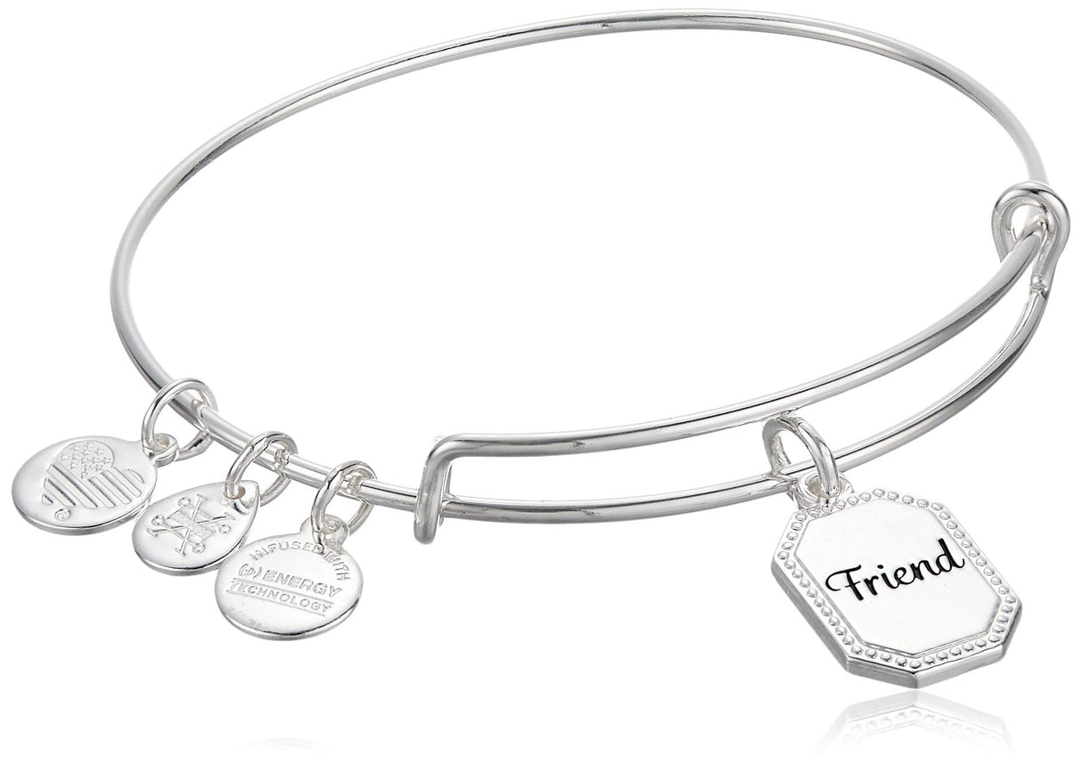 Alex and Ani Because I Love You Friend Expandable Wire Bangle for Women, United by Soul, Let The Good Times Roll Charm