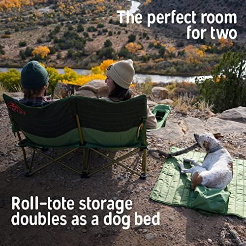 Kelty Low Loveseat Double 2 Person Camping Chair, Two Person Foldable Seat for Festivals, Concerts, Tailgates, Beach Days, Low Seat Height