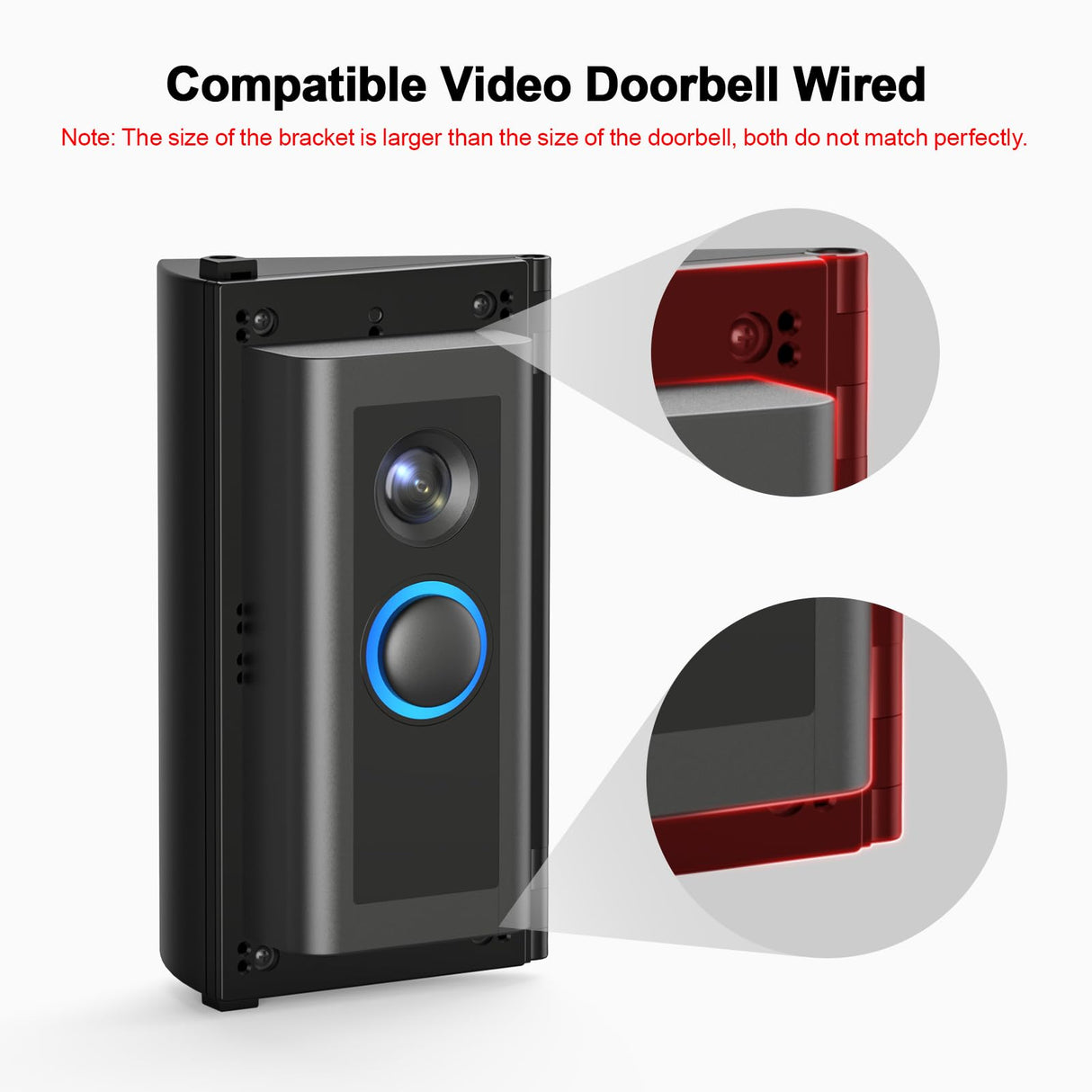 RIOVO Adjustable 30 to 55 Degree Doorbell Angle Mount Compatible with Video Doorbell 1st / 2st / 3st / 4st / (2020 Release), Replacement Angle Adjustment Adapter Mounting Bracket Wedge Kit
