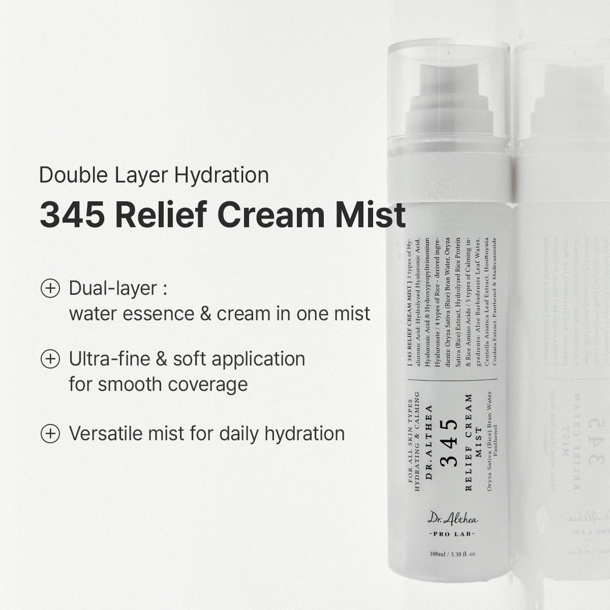 Dr.Althea 345 Relief Cream & Mist Duo, Korean Vegan Skin Care Set