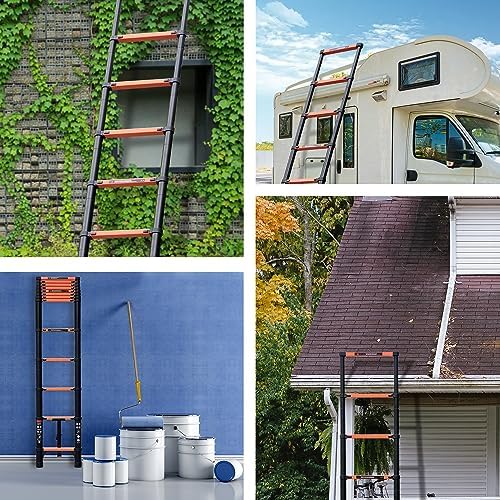 20.3FT Telescoping Ladder, Portable Extension Folding Ladder, Multi-Purpose Compact Telescopic Ladder for Household or Outdoor Work, 330lbs Max Capacity