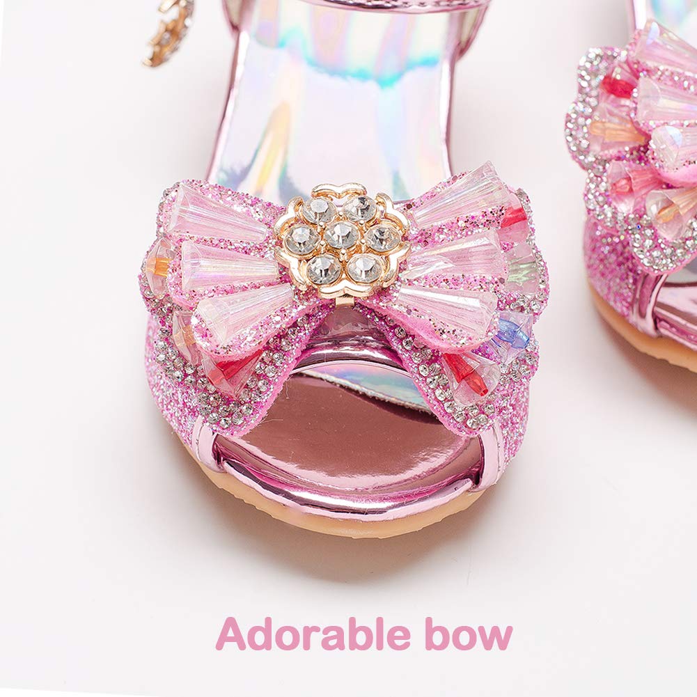 Osinnme Christmas Sandals for Girls High Heel Wedding Princess Size 10 Little Girl Toddler Kids Dress Shoes(02Pink 10)