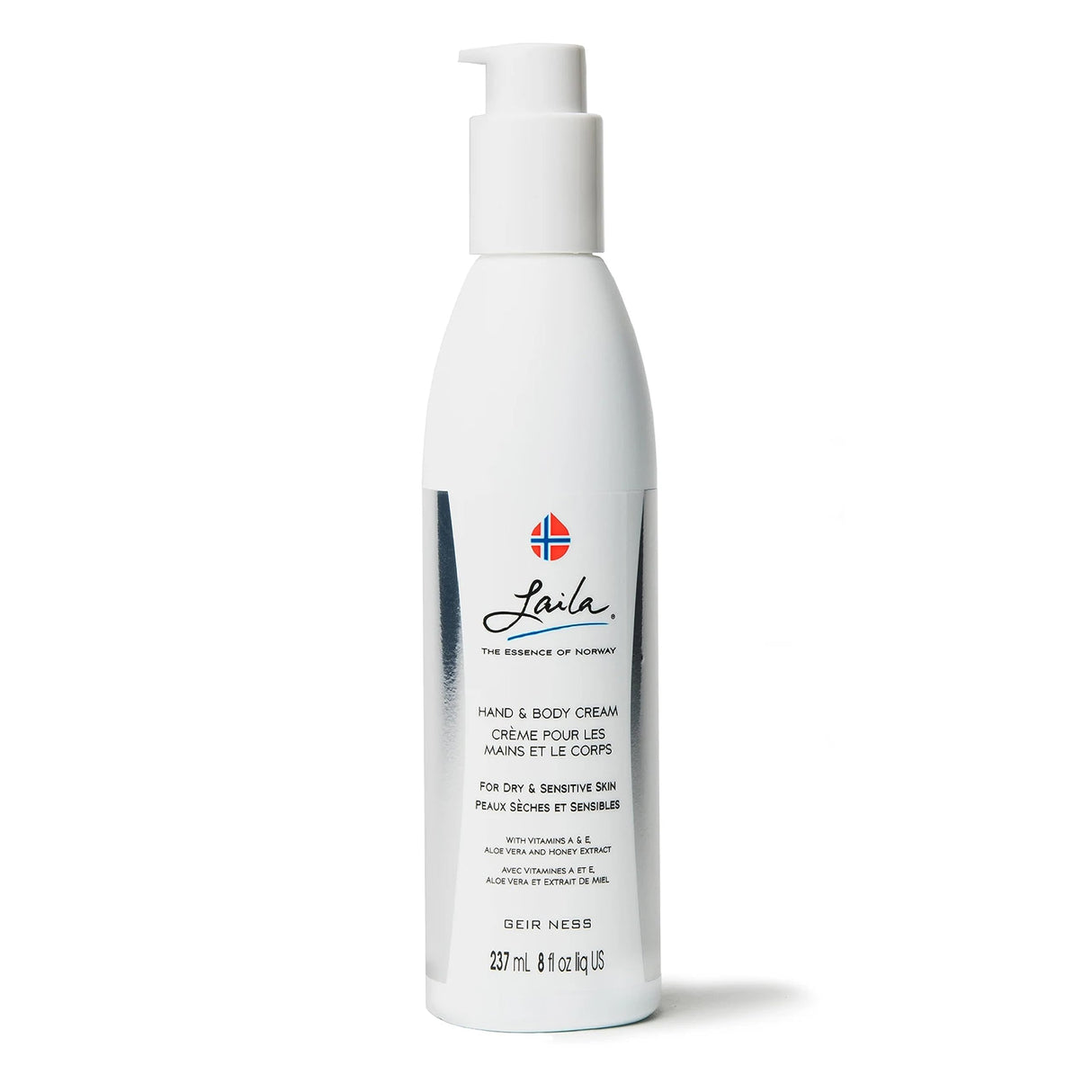 Geir Ness Laila Hand & Body Cream - Skin Moisturizing and Nourishing Formula for Soft and Smooth Hands - Vitamin A & E, Aloe Vera and Honey Extract