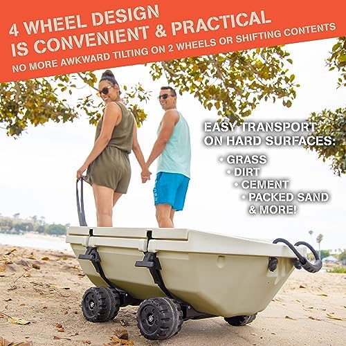 CUDDY Crawler Cooler with Wheels – 40 QT Amphibious Floating Cooler and Dry Storage Vessel - Orange, Navy, Tan, or White