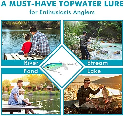 TRUSCEND PoPobait Plopper with BKK Hooks, Top Water Fishing Lures for Bass Walleye Pike Catfish Musky Perch, Floating Lure for Freshwater or Saltwater, Amazing Teasers Fishing Gifts for Family Fishing