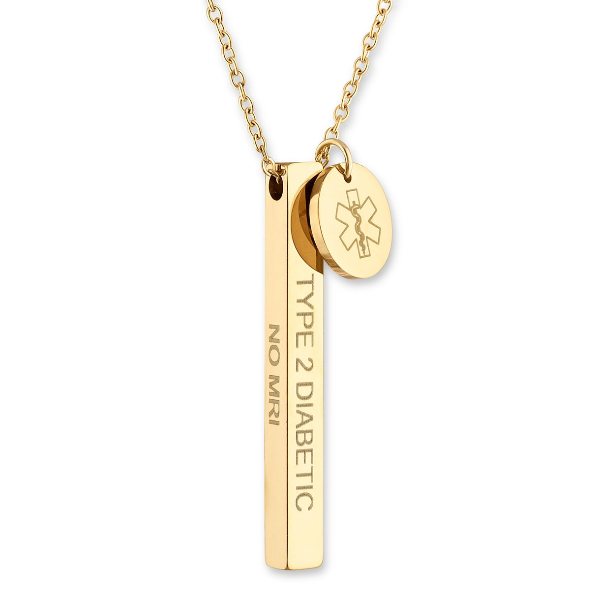 Medical Alert ID Necklace for Women, Custom Gold Medic Name Pendant Jewelry