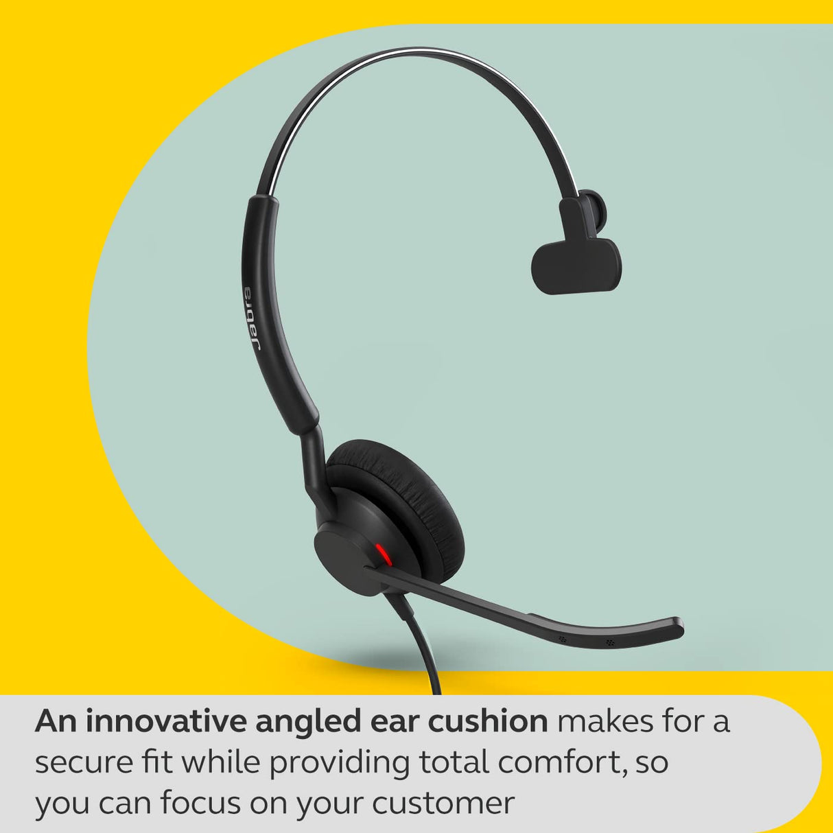 Jabra Engage 40 Wired Mono Headset - Noise-Cancelling 2-Mic Technology and USB-A Cable, Ultra-Lightweight - Works with All Leading Unified Communications Platforms Such As Zoom, Unify - Black