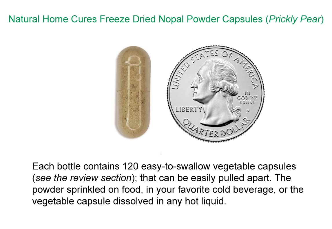 Natural Home Cures Nopal Cactus Capsules - Freeze Dried Prickly Pear Extract - Supports Metabolic Health & Healthy Lifestyle - Rich in Betalains & Nitrates - Non-GMO | 120 Veggie Caps