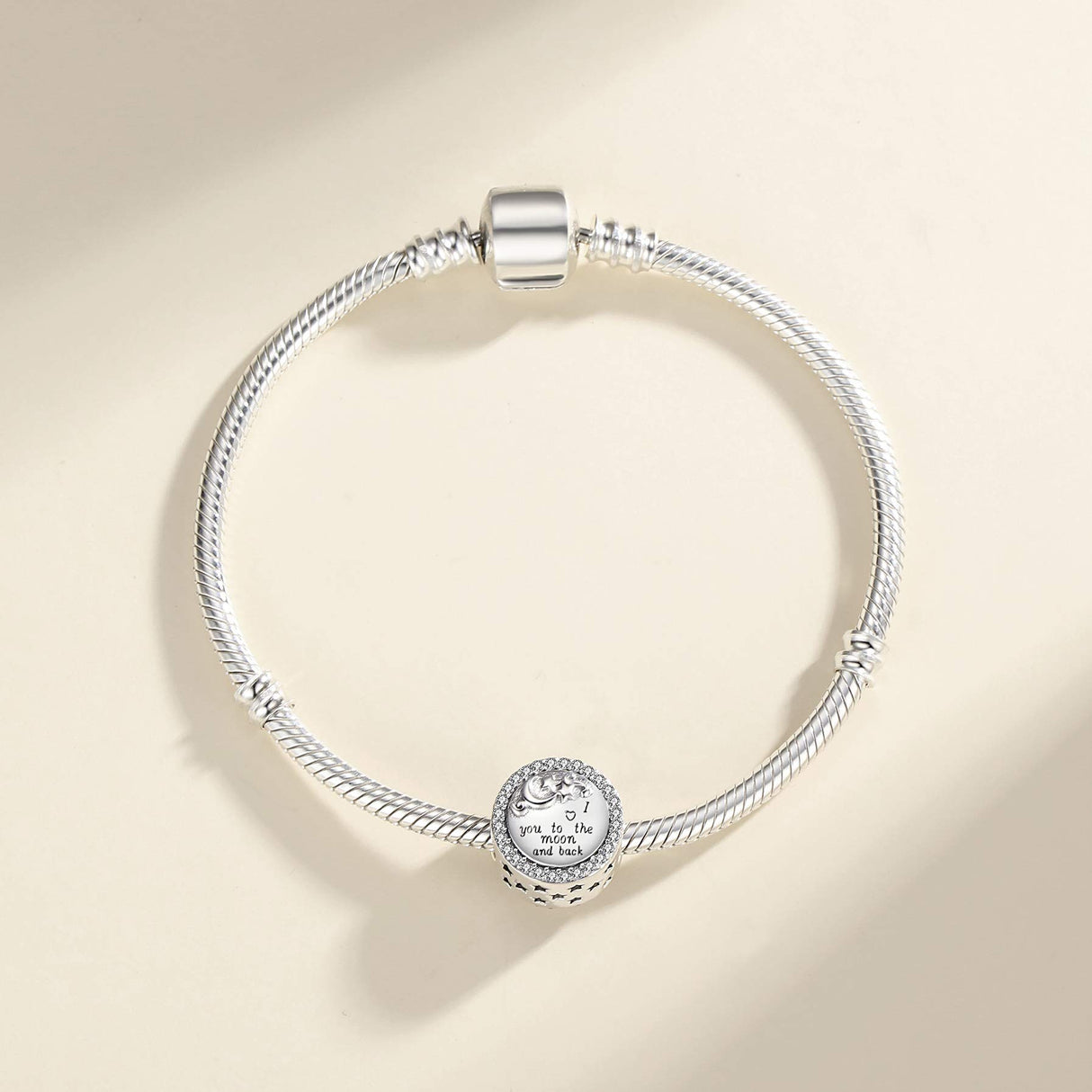 Linorui 925 Sterling Silver Charms Fit Pandora Charms Bracelet I Love You to The Moon and Back Fit Wife Mom Christmas Birthday Gift
