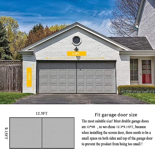 LIAMST Garage Door Screen 12 * 9FT,1 Car Garage Doors- Reinforced Fiberglass Door Screen,Stronger High Energy Magnets , Magnetic Screen Door