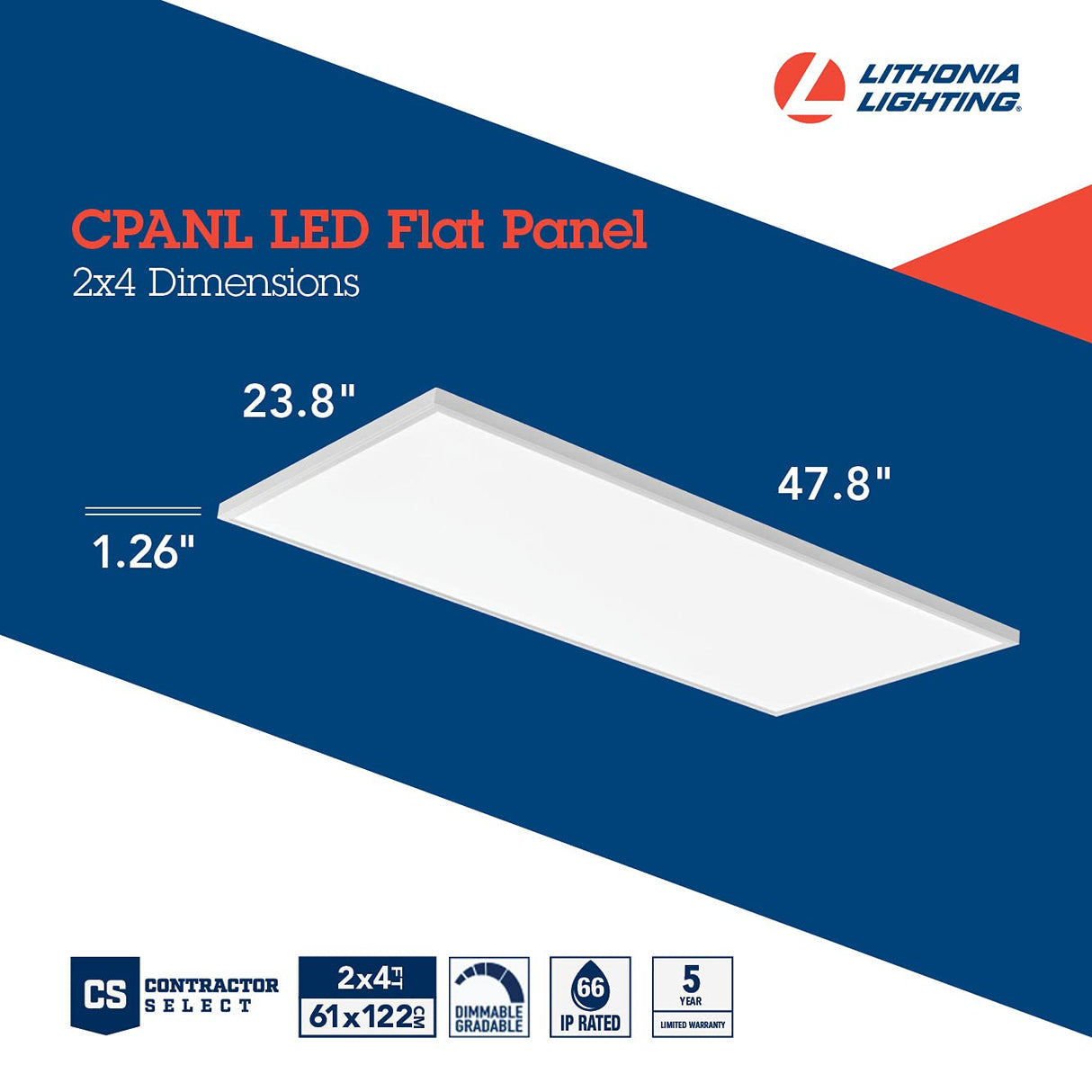 Lithonia Lighting CPANL 2x4 LED Flat Panel Light, 2 ft. by 4 ft. LED Light Panel, Ceiling Lighting Fixture, 4000 Lumens, 3500K/4000K/5000K Switchable CCT, Includes Direct Ceiling Mount Bracket, White