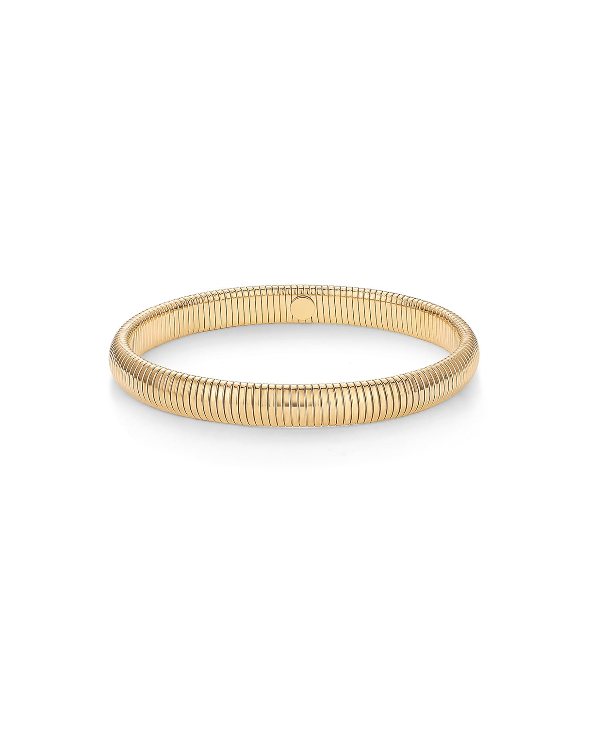 PAVOI Stainless Steel 14K Yellow Gold Plated Waterproof Flexible Stretch Chunky Bangle for Women | Cobra Bracelet 8mm Wide